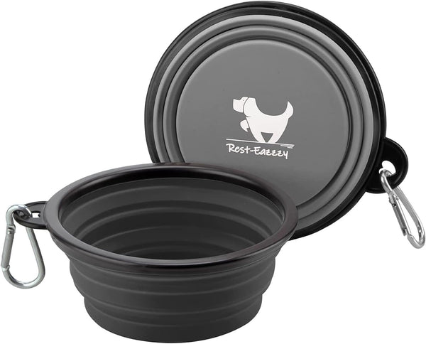 Collapsible Dog Bowls for Travel, 2-Pack Dog Portable Water Bowl for Dogs Cats Pet Foldable Feeding Watering Dish for Traveling Camping with Carabiners, BPA Free (Grey&Black, Small (Pack of 2))17
