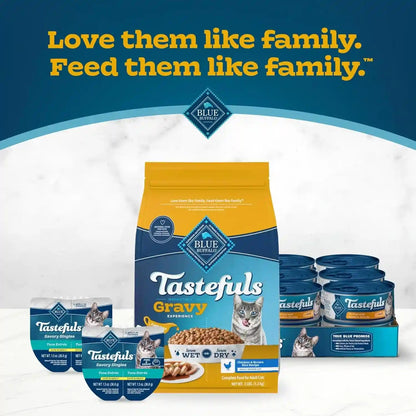 Blue Buffalo Tastefuls Irresistible Gravy Experience Chicken & Brown Rice Recipe Dry Indoor Cat Food for Adult Cats, Deliciously Healthy Natural Cat Food, Supports Digestion & Coat Health, 3 Lbs.9