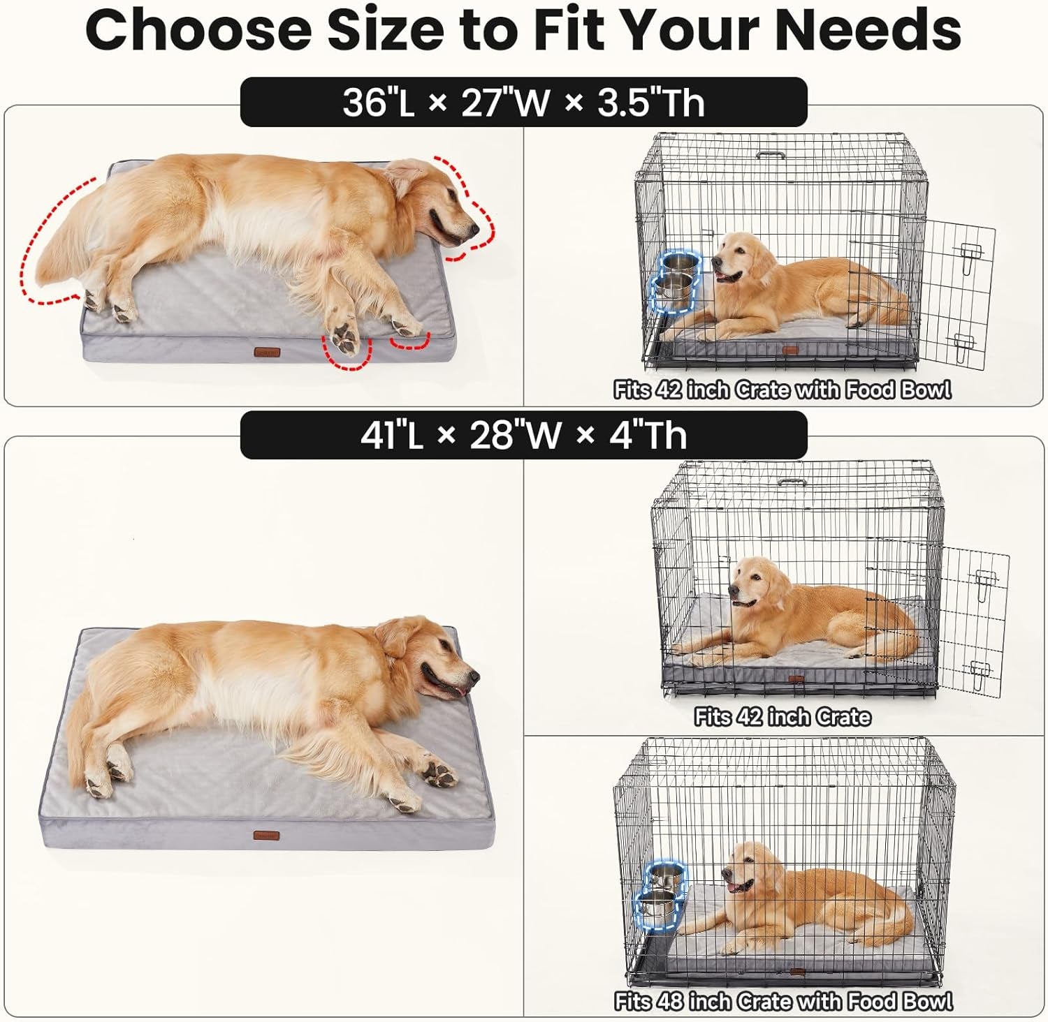 ohgeni-orthopedic-waterproof-large-dog-bed-memory-foam-41-inchgray-machine-washable-removable-cover-in-easy-clean-fabric-reversible-memory-foam-easy-carry-handle-suitable-for-crate