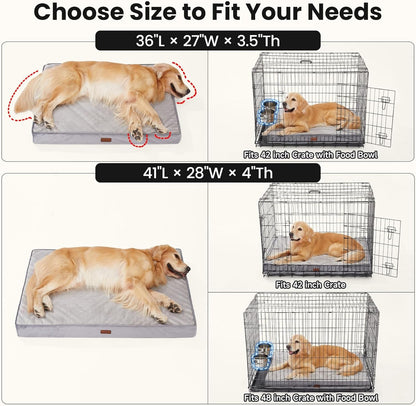 Ohgeni Orthopedic Waterproof Large Dog Bed, Memory Foam, 41 Inch(Gray) | Machine-Washable Removable Cover in Easy-Clean Fabric, Reversible Memory Foam & Easy-Carry Handle, Suitable for Crate5