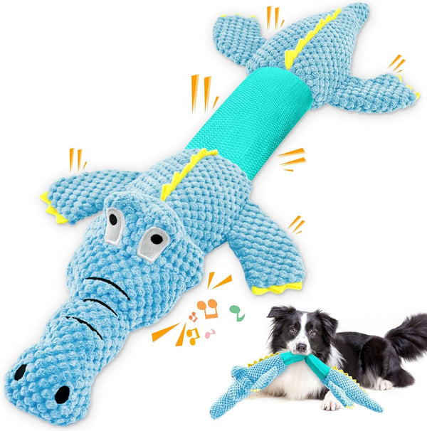 WOWBALA Dog Squeaky Toys Stretchable Crocodile for Interactive Tug of War | 24-31In Plush Chew Toy with Squeaker & Crinkle Paper, Pineapple Cotton, Ideal for Puppy Small Medium Dogs Indoor Outdoor Play12