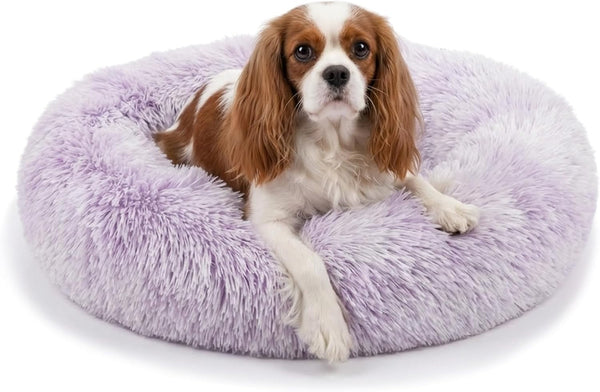 Small Calming Dogs Bed for Small Dogs Anti-Anxiety Machine Washable Fluffy Luxury Anti-Slip Waterproof Mute Base Warming Cozy Soft Pet Puppy round Bed57