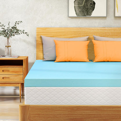 Twin XL Mattress Topper 3 Inch Cooling Gel Memory Foam, Certipur-Us Certified Topper & Pad for Back Pain Relief, Soft Breathable Bedding with Pressure Relief (Blue)1