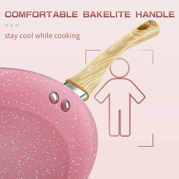 8-Inch Pink Nonstick Frying Pan Small Egg Pan Skillet | Even Heating All Stove Compatible, PFOA PFOS Free, Granite Stone Cookware Skillet, Healthy and Non Toxic2