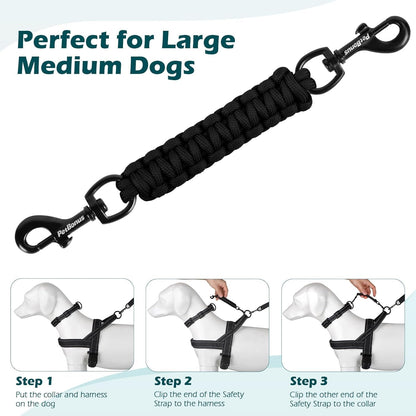 Petbonus Dog Collar Safety Clip, Handmade Prong Collar to Harness Connector | Dog Leash Backup Safety Strap, Escape Proof, Double Ended Clasp, Lead Connector for Pinch Collar, Harness (Black)6