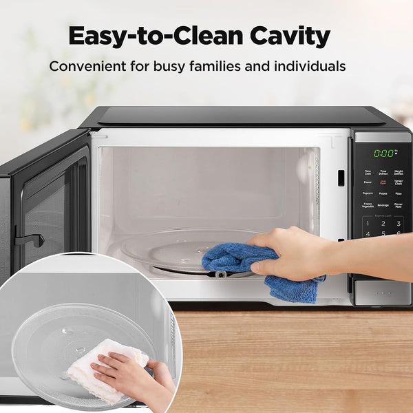 BLACK+DECKER Countertop Microwave Oven 0.9 Cu Ft, 6 Auto Menus, Child Lock, Memory Function, 10 Power Levels, Easy One-Touch Start, Digital Panel, 900W9