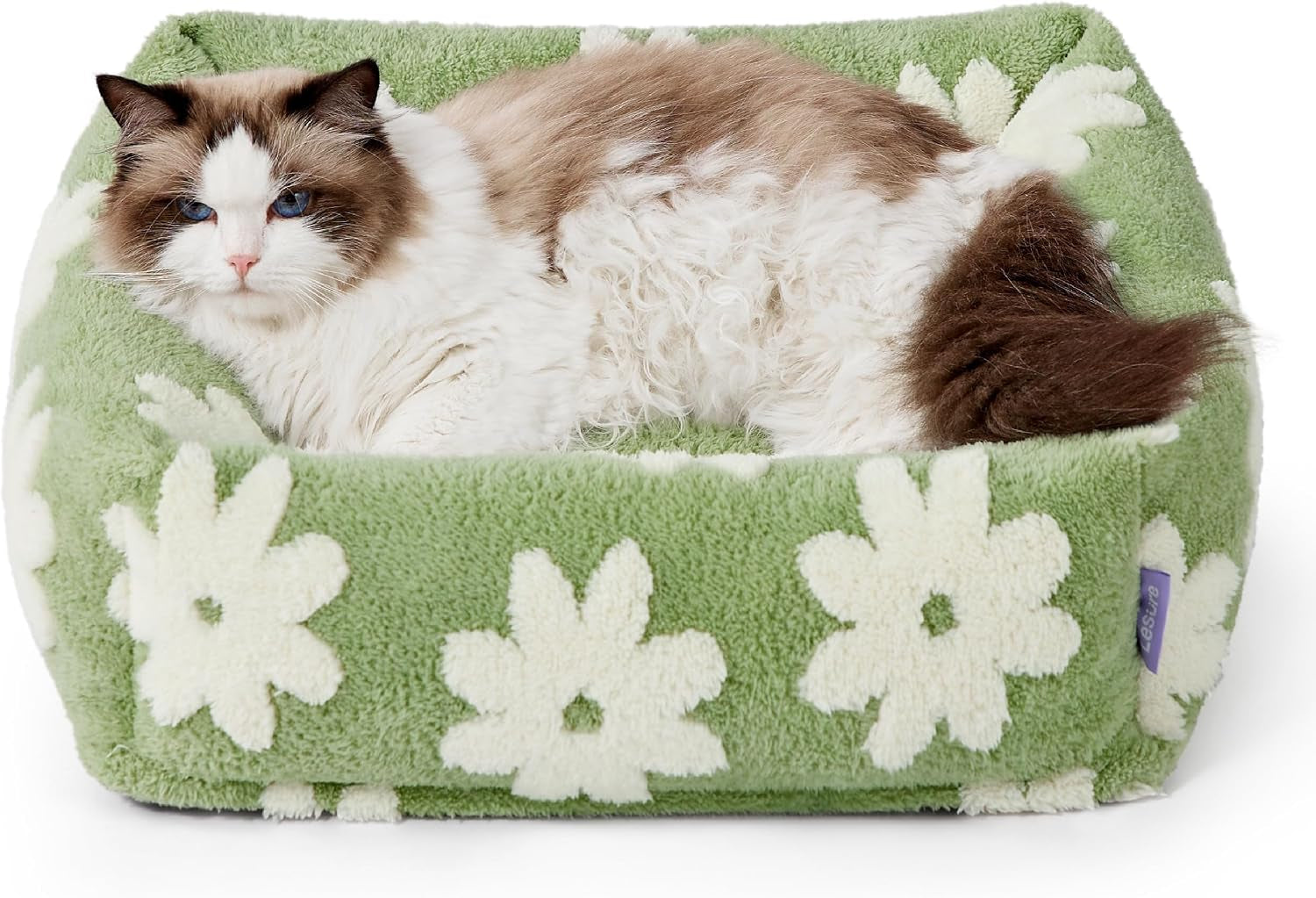 le-sure-cute-dog-bed-for-small-dogs-jacquard-washable-puppy-beds-25x21x7in-rectangle-pet-bed-comfy-orthopedic-pet-sofa-for-home-decor-anti-slip-bottom-up-to-15lbs-cozy-clouds-blue