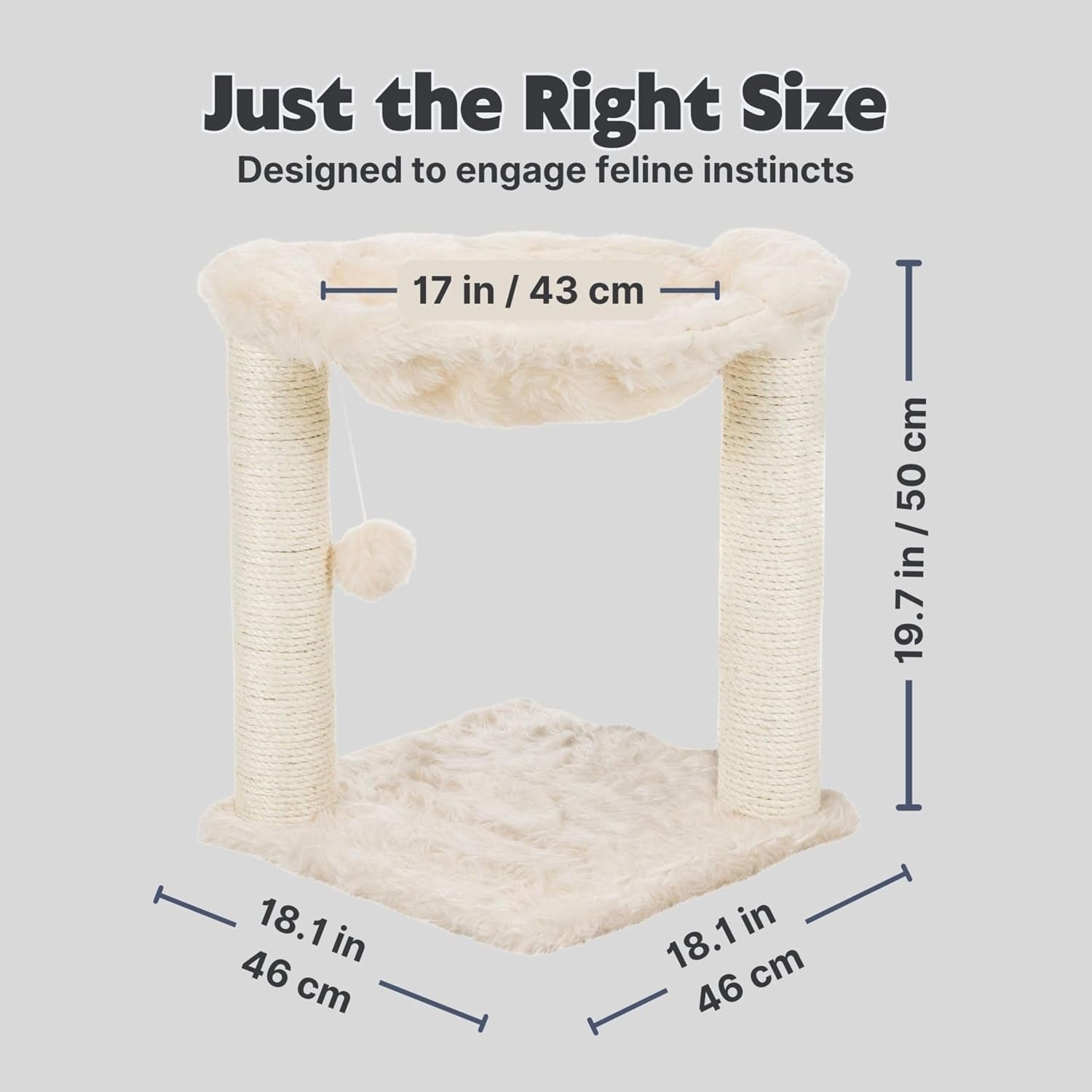 trixie-baza-xxl-cat-scratching-posts-indoor-cat-furniture-with-plush-hammock-jute-scratcher-posts-and-dangling-toy-ball-18-1-l-x-18-1-w-x-19-7-h-cream