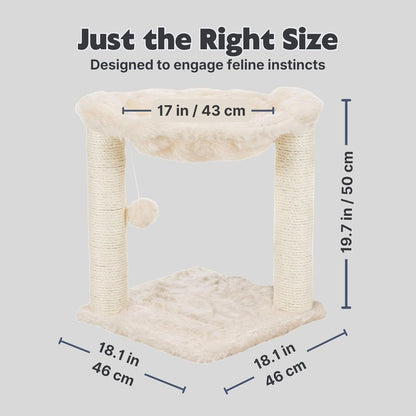 TRIXIE Baza XXL Cat Scratching Posts, Indoor Cat Furniture with Plush Hammock, Jute Scratcher Posts and Dangling Toy Ball, 18.1" L X 18.1" W X 19.7" H, Cream3