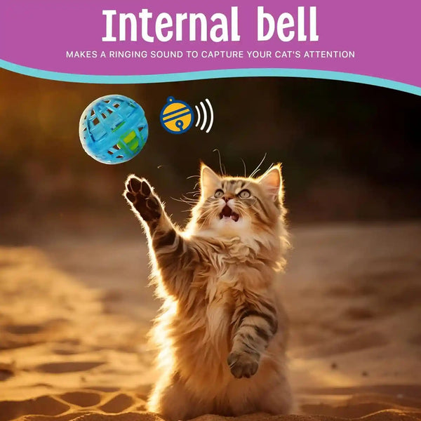 SPOT Lattice Balls Cat Toys - Durable, Fun Balls with Bells Perfect for Swatting and Batting, Colorful Toys to Entertain Indoor Cats and Kittens, - 1.5 Inch, 4 Pcs4