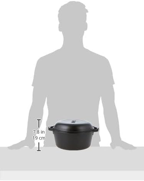 Cast Iron Double Dutch Oven, 2-In-1 Pot and Skillet Combo, 5 Quart | Pfas-Free & Non-Toxic Oven-Safe Cast Iron Dutch Oven with Loop Handle, Even Heat Retention, Ideal for Sourdough Bread Baking3