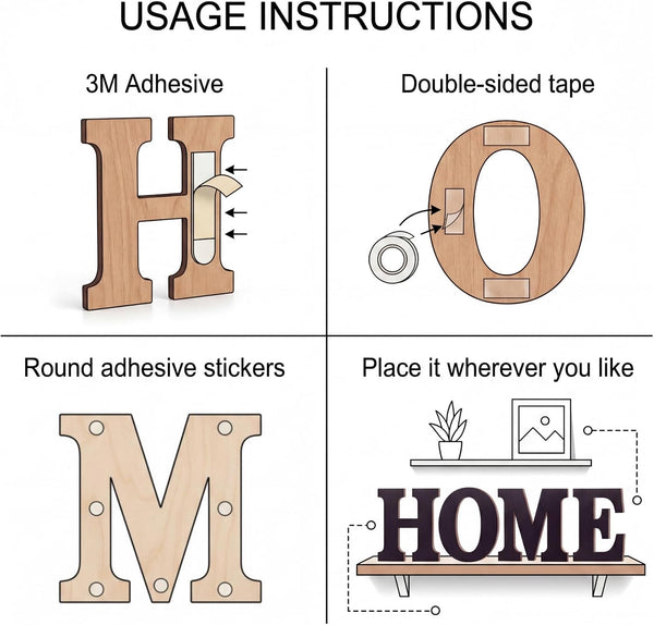 Wood Home Sign, 12 Inch Wooden Letters Home Wall Decor for DIY Seasonal Wreath Art Display, Rustic Farmhouse Art Decor for Living Room, Kitchen, Entryway, Housewarming Gift(Black)3