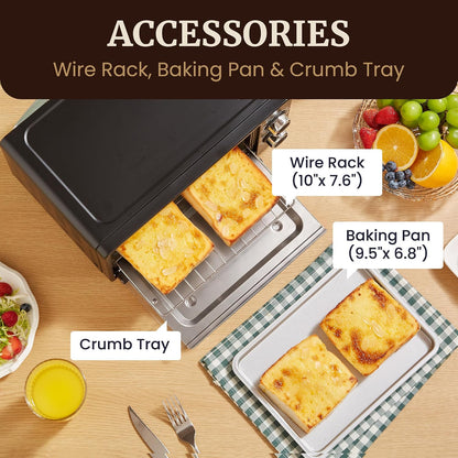 ETO490 9L/4-Slice Oven, 30-Min Timer, Adj. Temp, Black | Includes Baking Pan & Wire Rack - Bake, Broil & Toast Functions for Dorms and Rvs - Countertop Design6
