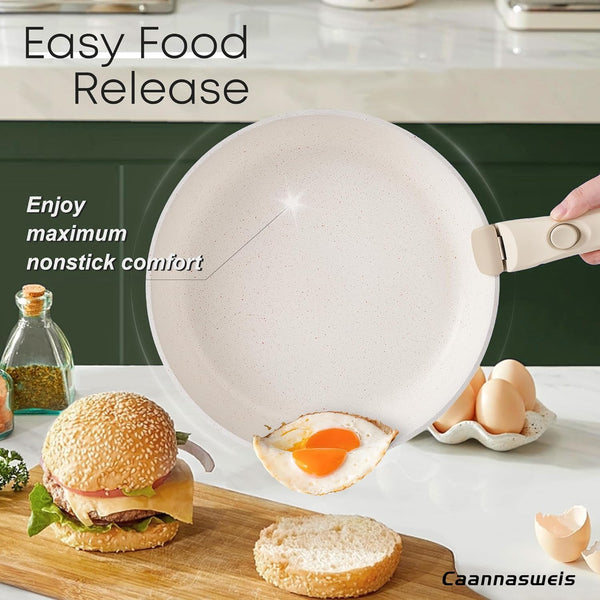 Detachable Nonstick Cookware Set - Stackable Induction Pots and Pans with Removable Handles, Dishwasher Safe - for RV Camping, Oven and Stovetop Use, 5 Pieces (Green)4