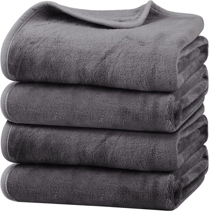 Onarway Dog Blanket Washable for Puppy: 4 Packs Dog Blankets 40”X28” | Fluffy Soft Small Throw for Cat Puppy Kitten Dogs - Fleece Pet Blankets for Bed Sofa Car and Indoor - Grey and Khaki12