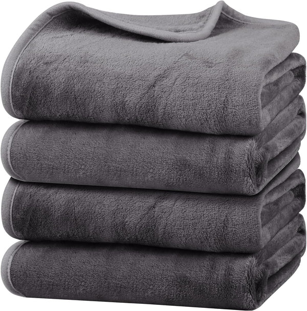 Onarway Dog Blanket Washable for Puppy: 4 Packs Dog Blankets 40”X28” | Fluffy Soft Small Throw for Cat Puppy Kitten Dogs - Fleece Pet Blankets for Bed Sofa Car and Indoor - Grey and Khaki12