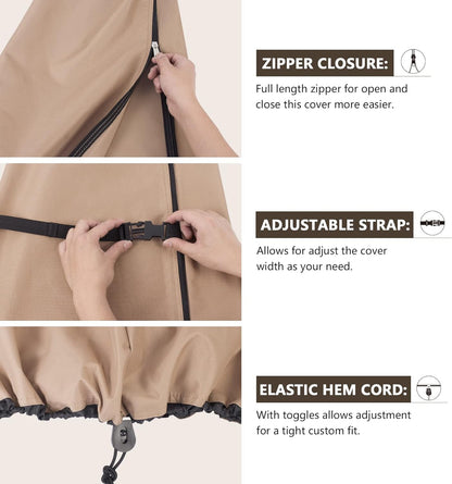 Patio Parasol 600D Waterproof Outdoor Offset Banana Style Umbrella Cover - Fits Cantilever Offset Umbrella 12-14 Feet4