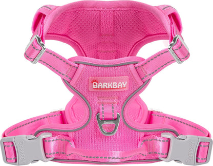 BARKBAY No Pull Pet Harness Dog Harness Adjustable Outdoor Pet Vest 3M Reflective Oxford Material Vest for PINK Dogs Easy Control for Small Medium Large Dogs (L)14