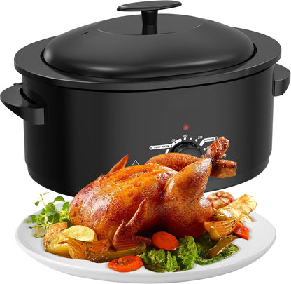 8 Quart Roaster Slow Cooker, 2-In-1 Electric Roaster | up to 400°F, Removable Roaster Pan, Easy to Clean, Black3
