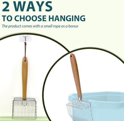 Cat Litter Scoop, Kitty Metal Scooper with Hook and Hole, Non Stick | Stainless Steel Kitten Poop Lifter, Durable & Heavy Duty Sifter, Easy to Clean, Saves Time, for Litter Box6