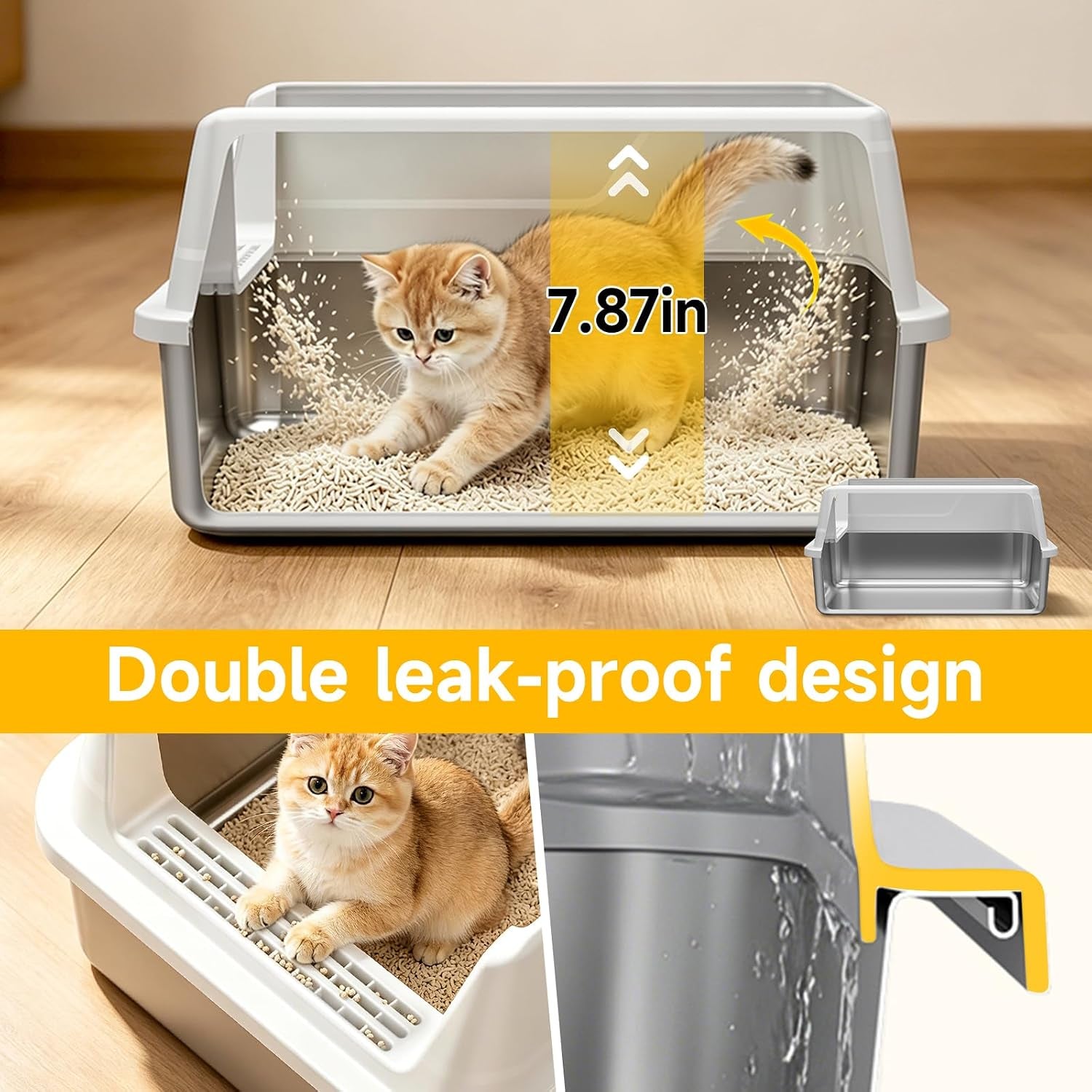 stainless-steel-cat-litter-box-with-scoop-m-metal-pan-for-kittens-metal-litter-box-with-high-sides-lid-open-top-low-entry-non-stick-easy-clean-kitty-cat-box-for-indoor-cats-high-wall