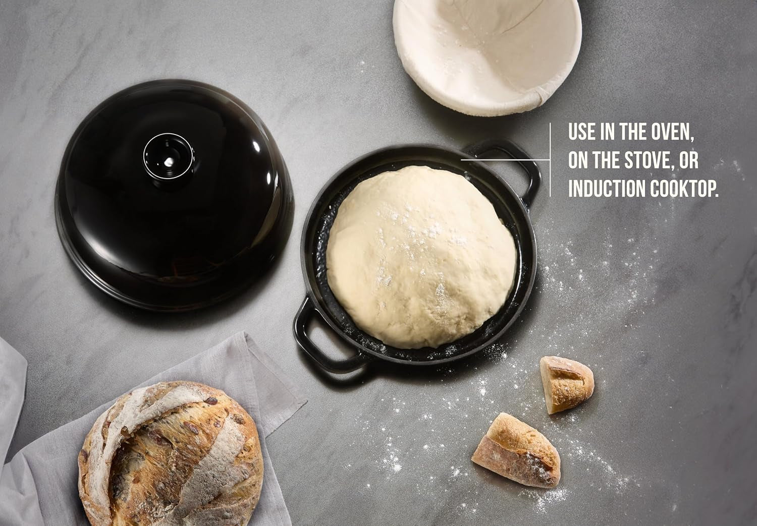bread-oven-with-lid-and-handles-enameled-cast-iron-pan-and-ceramic-lid-for-baking-cooking-roasting-and-more-black