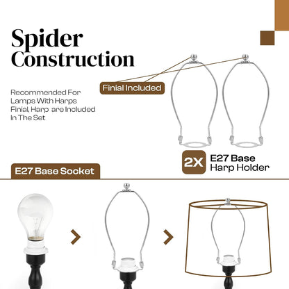 Lamp Shades Set of 2 – 𝟏𝟏.𝟔” 𝐓𝐨𝐩 𝐱 𝟏𝟐.𝟔” 𝐁𝐨𝐭𝐭𝐨𝐦 𝐱 𝟗.𝟖” 𝐇𝐢𝐠𝐡 Fits Harp-Style Bedside & Floor Lamp Shades – 𝐃𝐫𝐮𝐦 𝐒𝐡𝐚𝐩𝐞 Easy Assembly (Ships Rolled Flat) (Beige, Medium)4