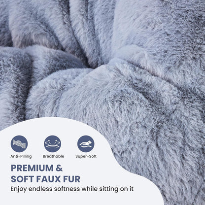 Oversized Square Moon Chair for Adults, Soft Faux Fur Folding Lounge Chair with Sturdy Steel Frame, Comfortable Reading Gaming Chair for Living Room, Bedroom, Grey6