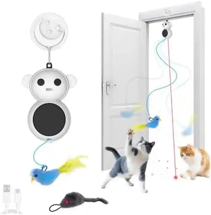 Interactive Cat Toys for Indoor Cats - Automatic Laser Cat Toys, Flying Bird Feather Cat Wand Toy, Best Kitten & Adult Cat Enrichment Stimulation Toy Hanging Electric Kitty Toys for Bored Cats (Beige)11