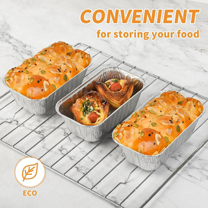 60 Pack Disposable Mini Aluminum Loaf Pans with Chear Lids,(6"X3.5"X2" )1 Lb Foil Loaf Pans,Disposable Aluminum Food Containers with Lids,Small Aluminum Tin Foil Baking Pan for Cakes, Bread, Meat3