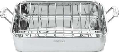 16-Inch Roasting Pan, Induction Compatible Premium Rectangular Roaster Pan with Rack, Stainless Steel Roasting Pan with Rack, Large Capacity, Dishwasher Safe1