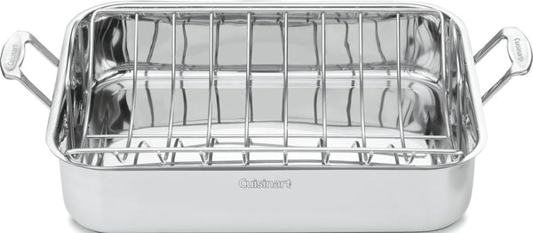16-Inch Roasting Pan, Induction Compatible Premium Rectangular Roaster Pan with Rack, Stainless Steel Roasting Pan with Rack, Large Capacity, Dishwasher Safe1