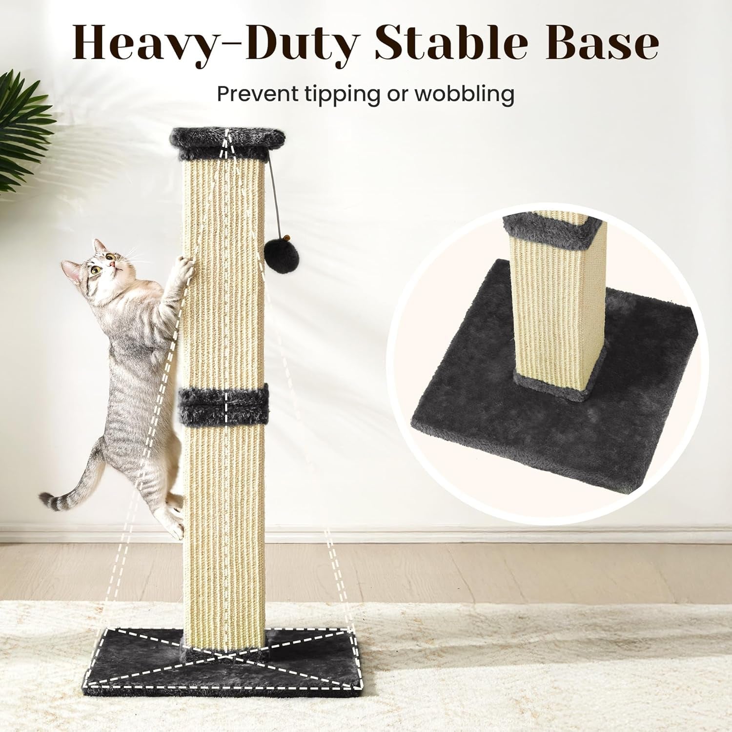 fansafurn-tall-cat-scratching-post-32-heavy-duty-and-thick-scratching-post-scratching-post-for-adult-cats-thick-sisal-rope-with-hanging-ball-grey