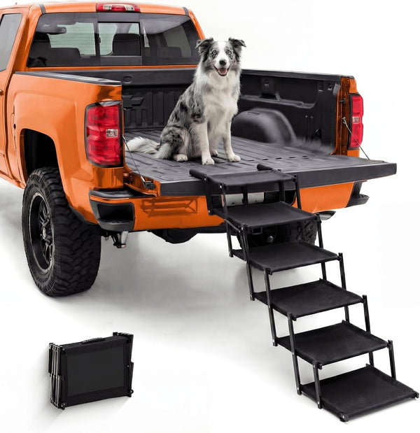 Oiilores Foldable Dog Stairs for Large Dogs - Extra Wide Pet Ramp for Cars, SUV, Non-Slip Surface, Supports up to 250 Lbs, 5 Steps7