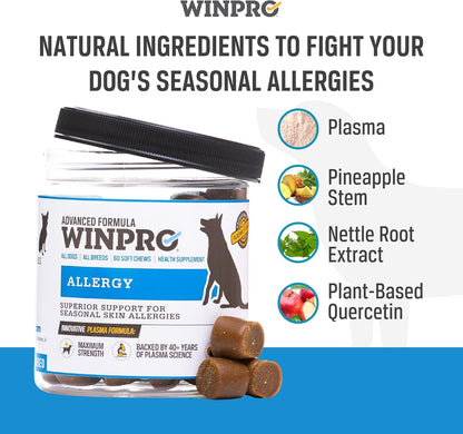 Allergy Chews – Plasma-Powered Formula for Dog Seasonal Allergy Support – Grain-Free Natural Blood Protein Supplements – 60 Soft Chews (1 Canister)5