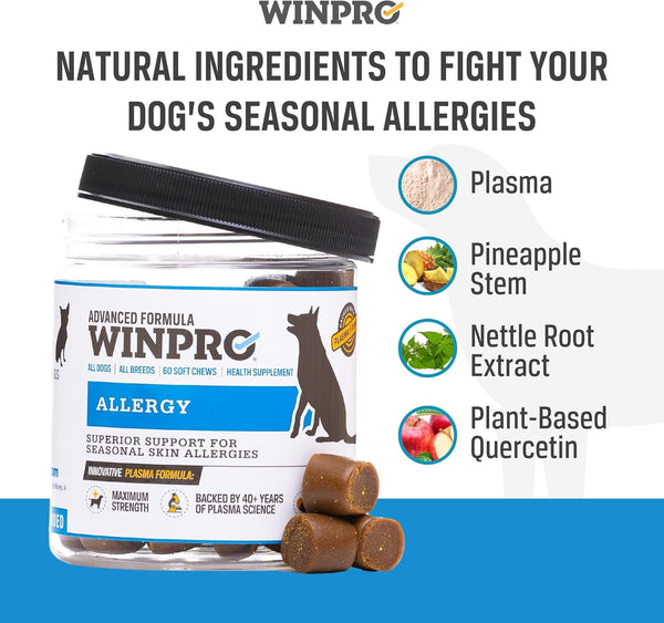 Allergy Chews – Plasma-Powered Formula for Dog Seasonal Allergy Support – Grain-Free Natural Blood Protein Supplements – 60 Soft Chews (1 Canister)5
