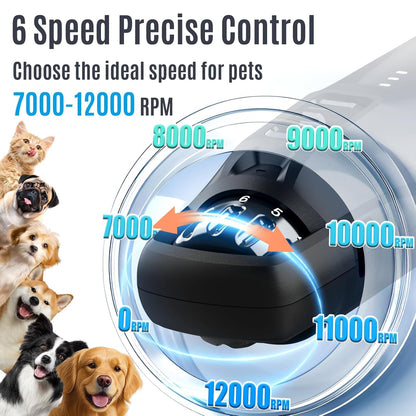Casfuy New 6-Speed Dog Nail Grinder - 50% More Power Dog Nail Trimmers with 2 LED Lights Quiet 7H Running Time Electric Pet Nail Grinder File Toenail Grinder for Large Medium Small Dogs & Cats (DB)2