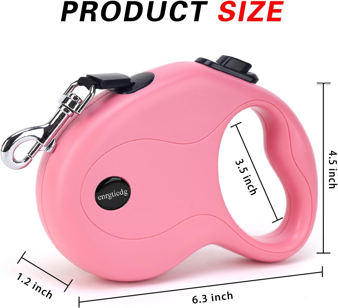 enrgticdg-16ft-retractable-dog-leash-light-weight-leash-for-small-to-medium-dogs-cats-up-to-50lbs-stainless-steel-spring-strong-nylon-tape-tangle-free-one-handed-brake-pink-black