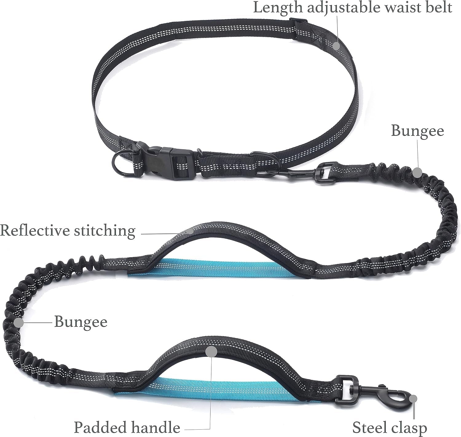 iyoshop-retractable-hands-free-dog-leash-dual-handle-bungee-waist-leash-for-small-medium-and-large-dogs-medium-large-25-150-lbs-black