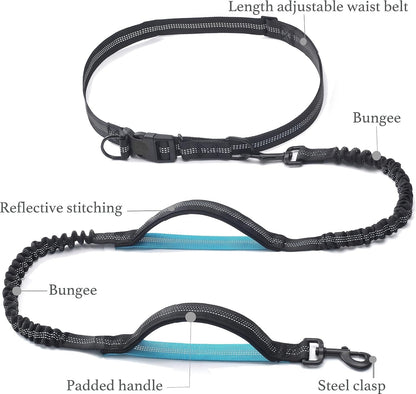 Iyoshop Retractable Hands Free Dog Leash - Dual Handle Bungee Waist Leash for Small, Medium and Large Dogs (Medium/Large, 25-150 Lbs, Black)8