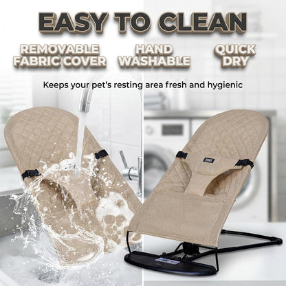 Cat & Dog Rocking Chair - Bouncer Bed for Frenchie, French Bulldog Lounge, Outdoor Portable Foldable Pet Furniture. Adjustable Height, Breathable Mesh, Safety Harness for Small Animals & Puppies4