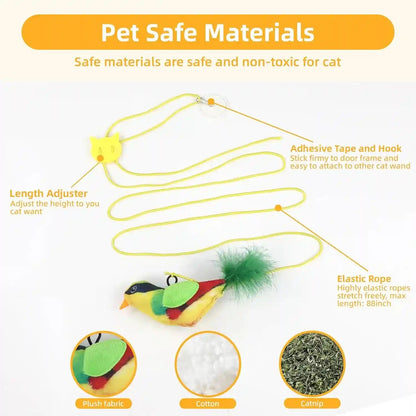 Tocirelo Interactive Cat Toys Bird - Realistic Cat Interactive Toys for Indoor Cats with Catnip and Feather, 3 Pack Hanging Chirping Bird Cat Toy, Bored Kitten Kicker Chase Exercise Door Frame Toy3