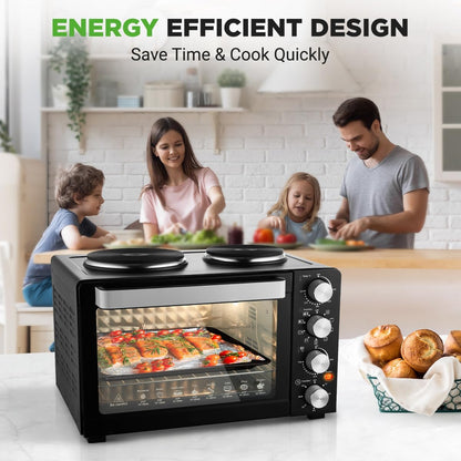 2-In-1 Convection Oven & Cooker - 30 Quart, 1500W Multi-Function Kitchen Oven with Dual Hot Plates, 7 Cooking Modes Including Rotisserie, Broil, Bake - 19.6 X 16.0 X 13.5 Inches6