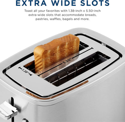 GE 2 Slice Stainless Steel Toaster, Extra Wide Slots for Toasting Bagels, Breads, Waffles & More, 7 Adjustable Shade Settings, Removable Crumb Tray, Countertop Kitchen Essentials, 850 Watts4