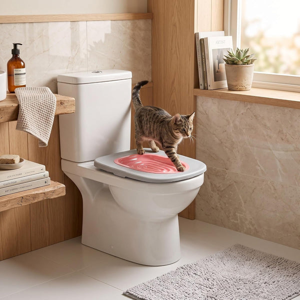 Zerone Cat Toilet Training Kit, Universal Removable Design Reusable Environmentally Friendly Cat Toilet Trainer for Pet Cleaning (White Tray, 1 Pink Inner Support)2