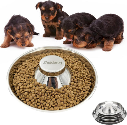 Puppy Dog Bowl, Stainless Steel Multiple Puppies Feeder, Dogs Basic Food and Water Bowls Weaning Dish for Small, Medium and Large Dogs Pets1