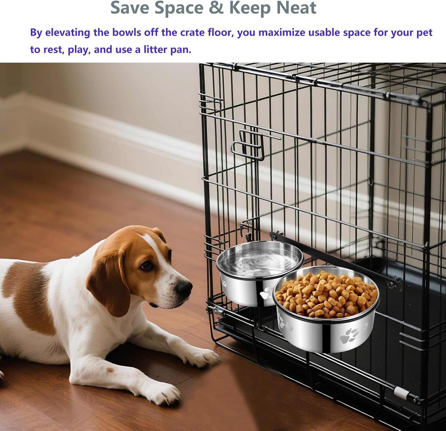 yummy-sam-hanging-pet-dog-food-water-bowl-for-cage-stainless-steel-non-spill-kennel-bowls-with-clamp-holder-crate-feeder-dish-for-medium-large-dogs-pets-silver-l-44-oz-44-oz