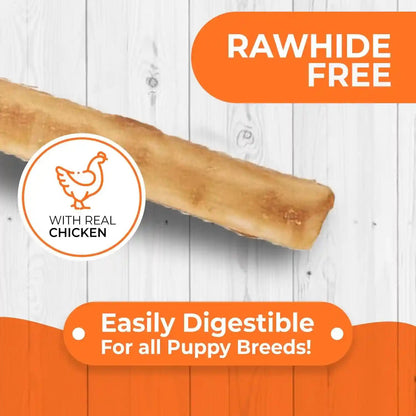 Canine Naturals Rawhide Free Puppy Chews, Chicken and Rice Recipe, 10 Count | 100% Rawhide Free, Made with USA Chicken, All-Natural, Easily Digestible, 5 in Sticks, Perfect for Teething Puppies2