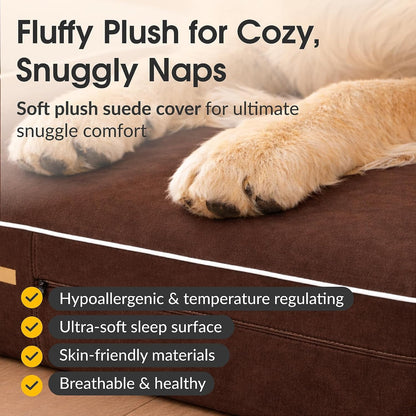 5.5 Inch Thick High Grade Orthopedic Memory Foam Dog Bed with Pillow and Easy to Wash Removable Cover with Anti-Slip Bottom. Free Waterproof Liner Included - for Medium and Large Breed Dogs - Brown8