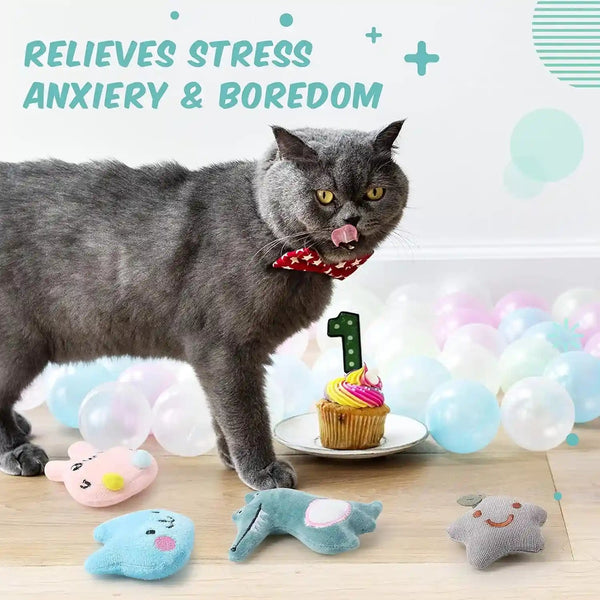 Gejoy 20 Pack Catnip Toys for Indoor Cat Plush Kitten Cat Chew Toys Catnip Kitten Entertaining Interactive Safe Teeth Cleaning Dolls(Lovely)5